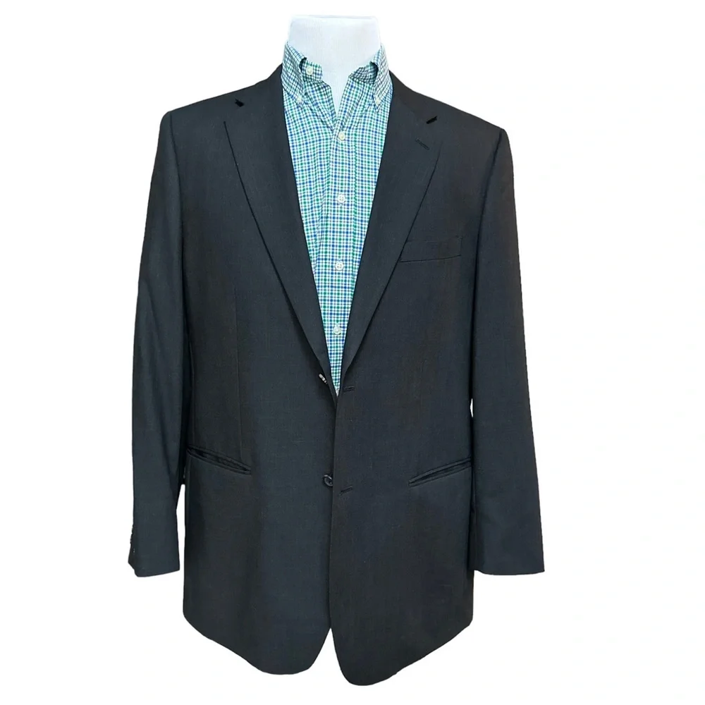 Pronto Uomo Mens Platinum Travel Two Button Performance Wool Blazer Jacket 44L‎